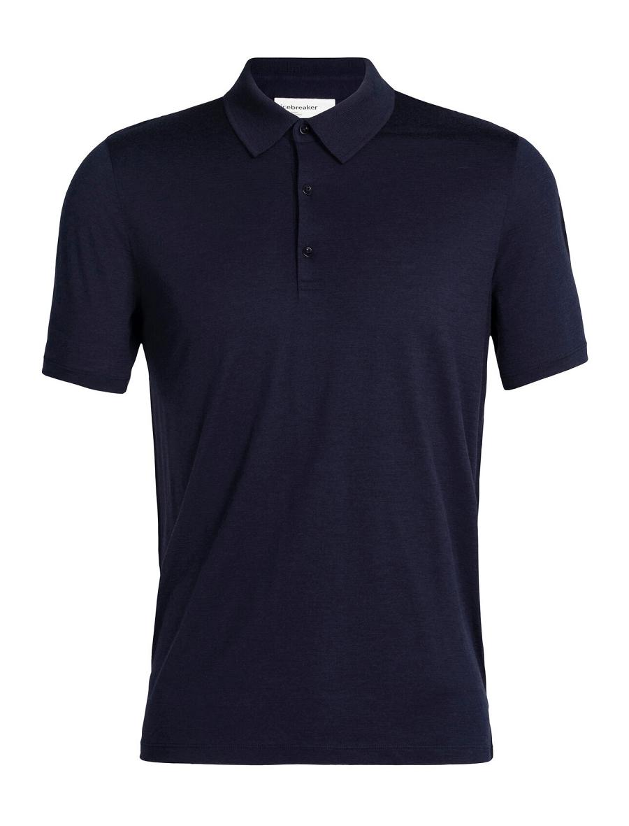 Icebreaker Merino Tech Lite II Rövid Sleeve Polo Férfi Póló Sötétkék | HU 1160MQZA